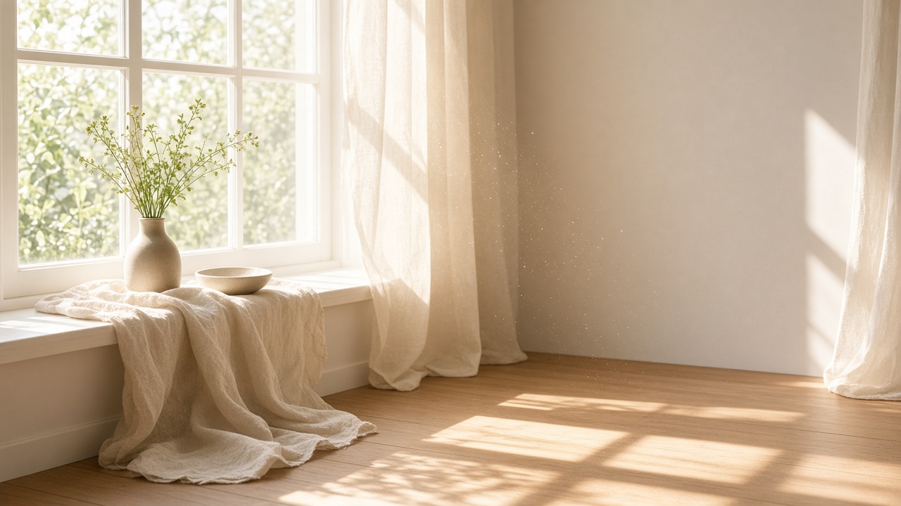 A sunlit window, empty