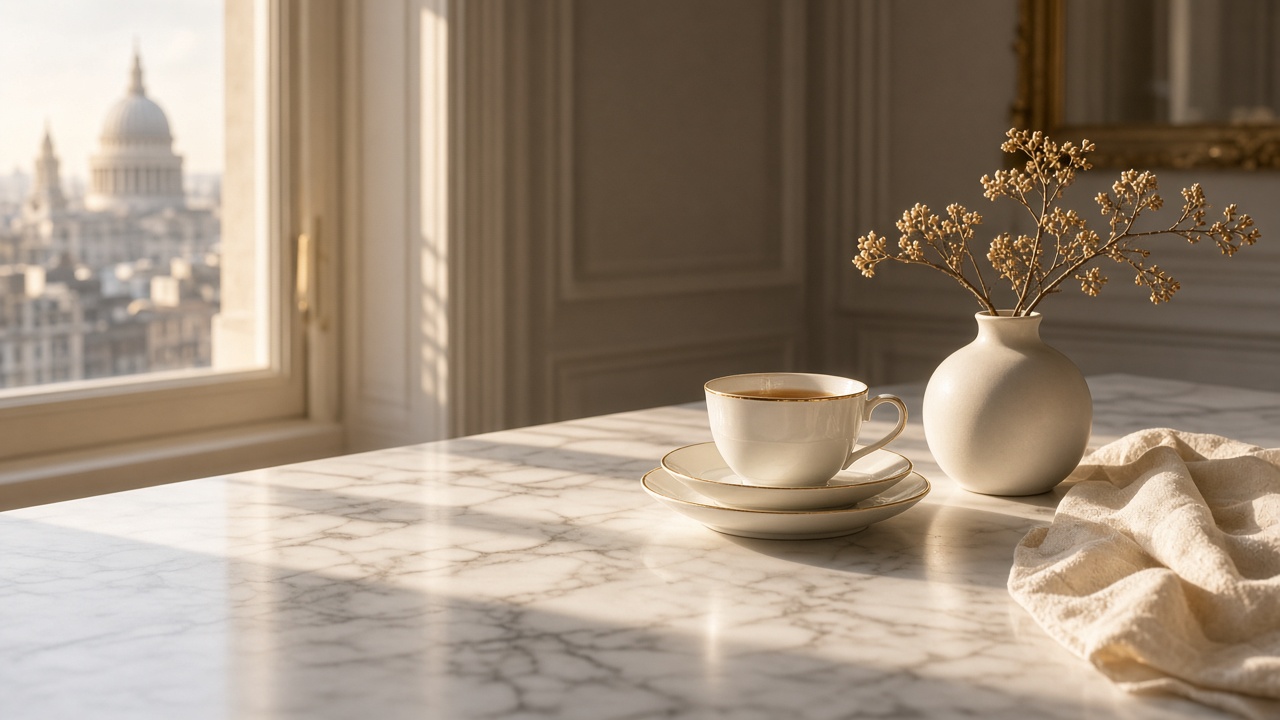 Morning tea, the city in the window